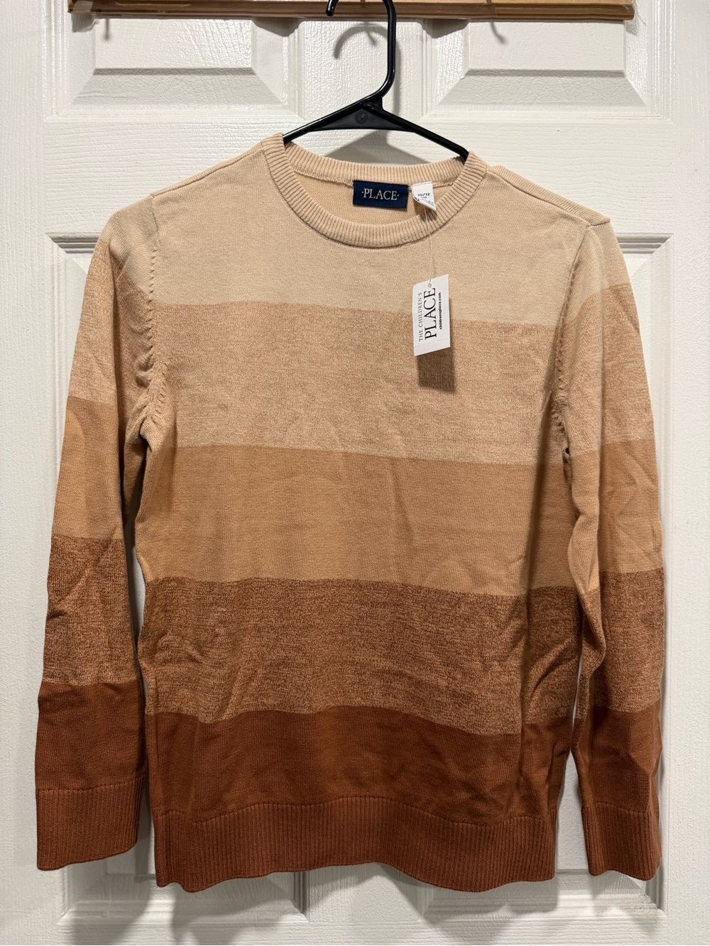 The Children's Place boys Ombre Brown Crewneck Sweater L